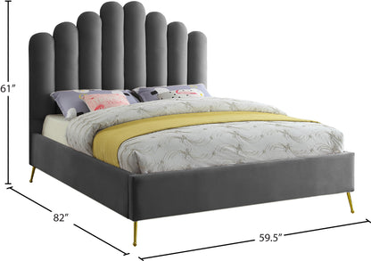 Margo Grey Velvet Full Bed F