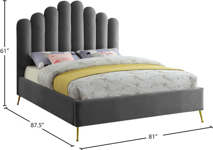 Margo Grey Velvet King Bed K