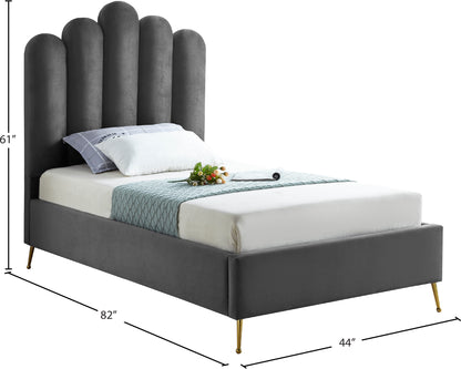 Margo Grey Velvet Twin Bed T