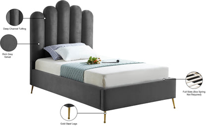 Margo Grey Velvet Twin Bed T