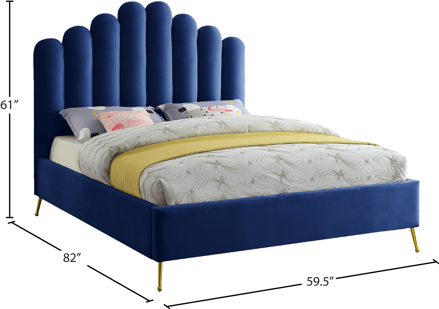 margo navy velvet full bed f