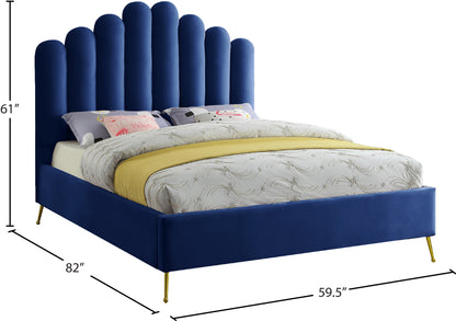 Margo Navy Velvet Full Bed F