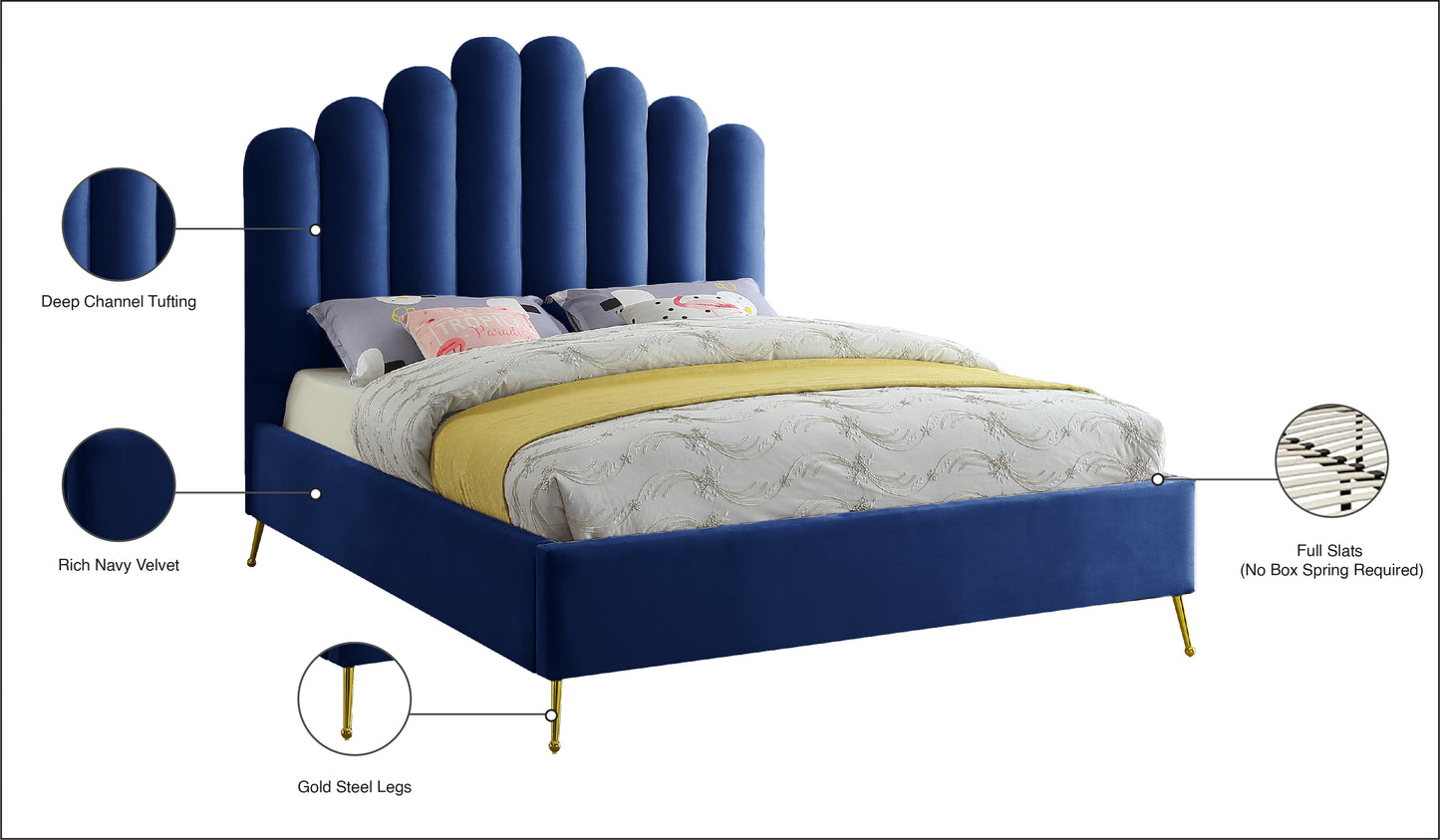 margo navy velvet full bed f