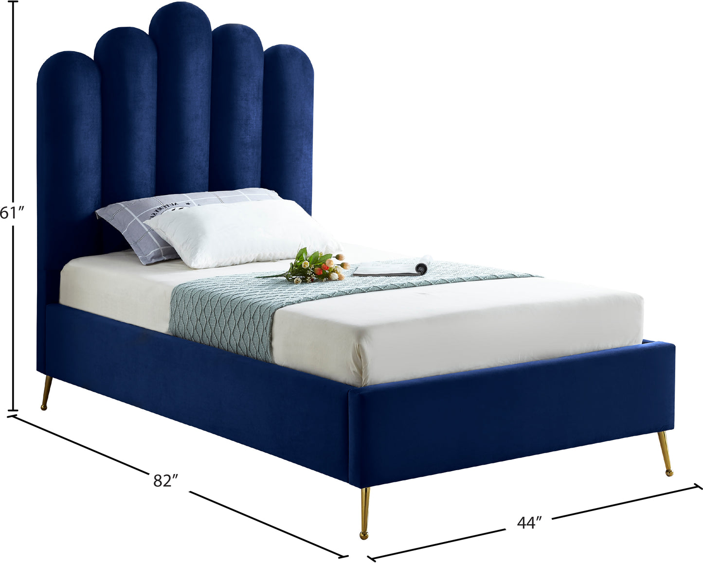 margo navy velvet twin bed t