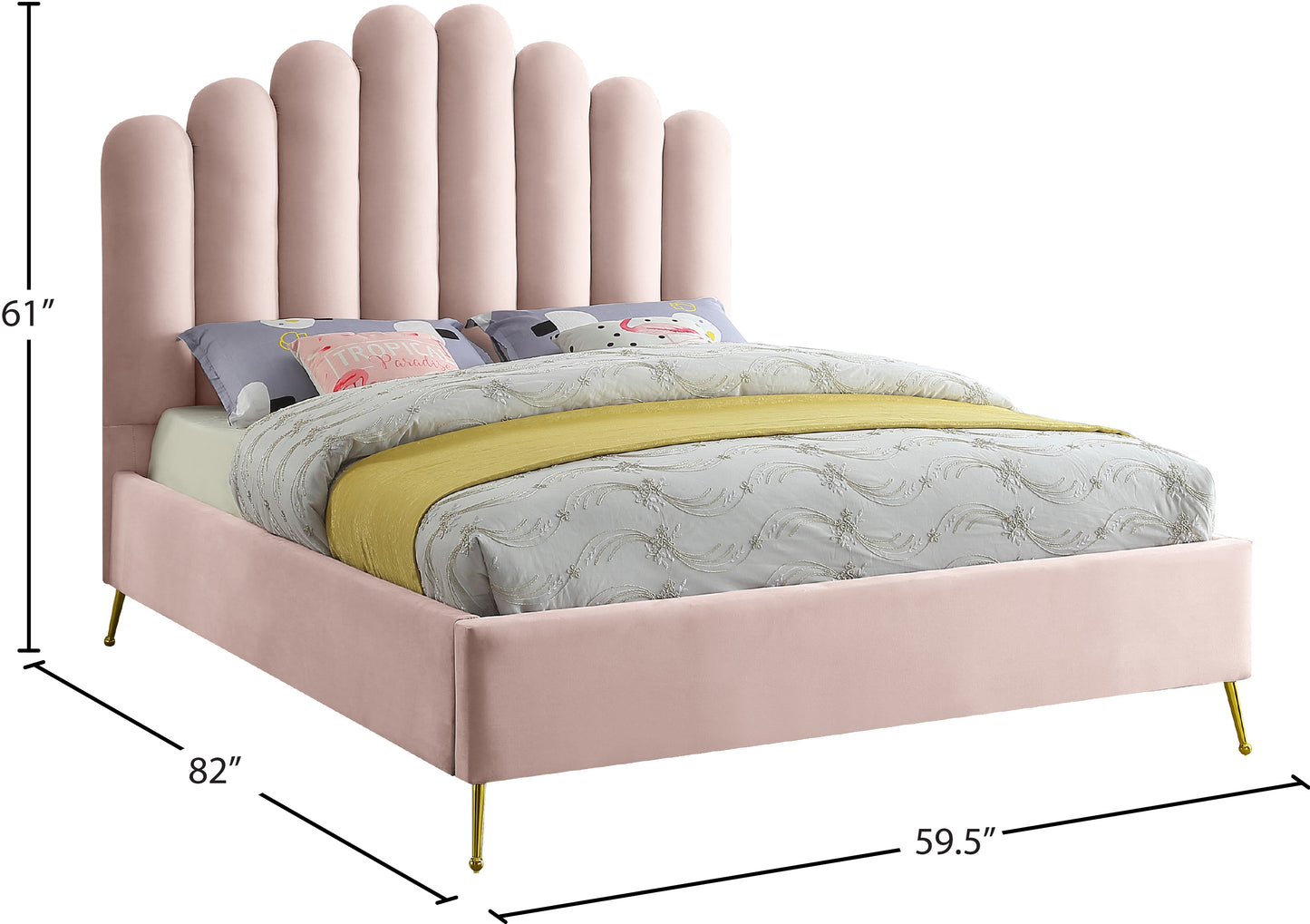 margo pink velvet full bed f