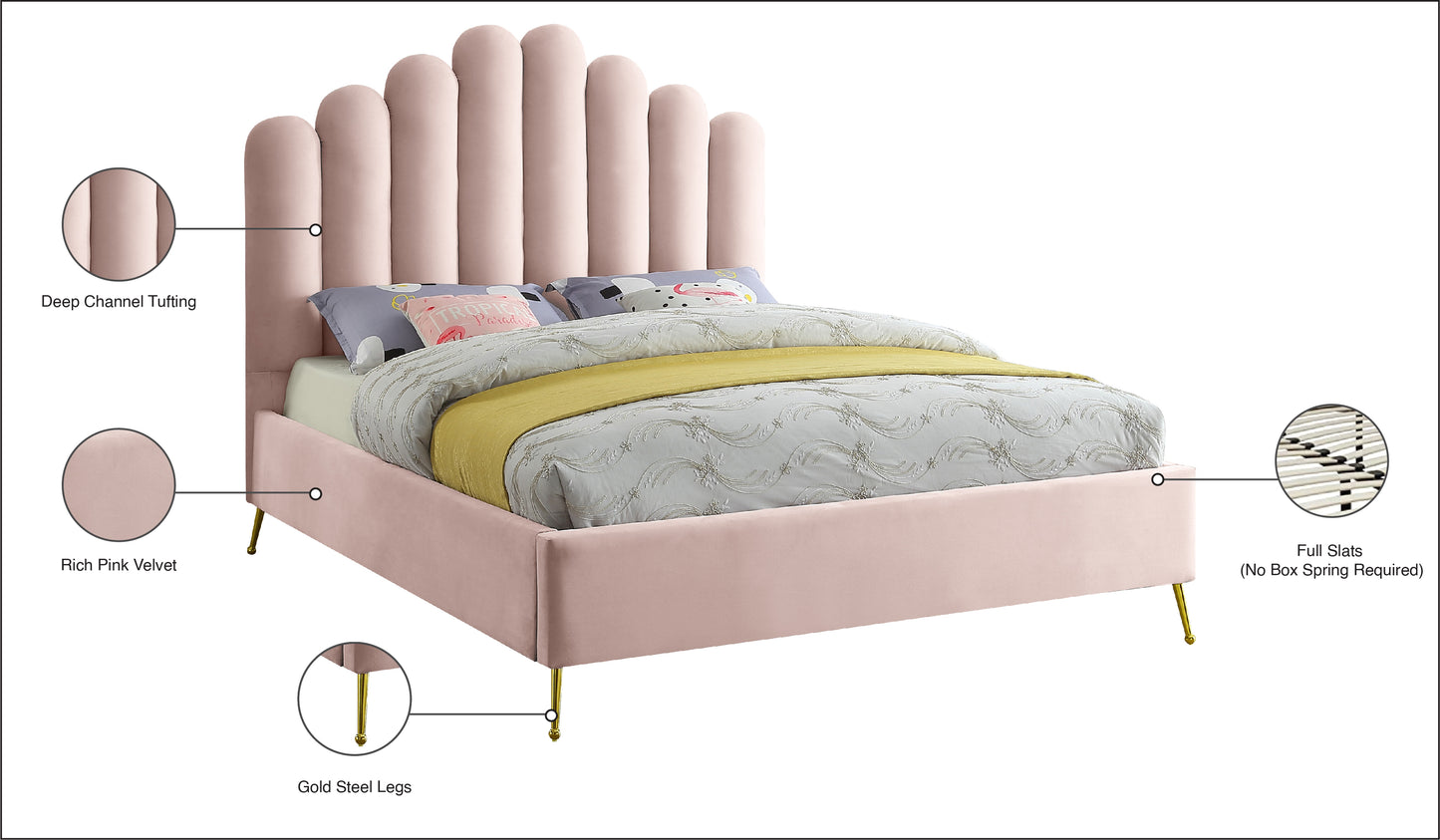 margo pink velvet full bed f