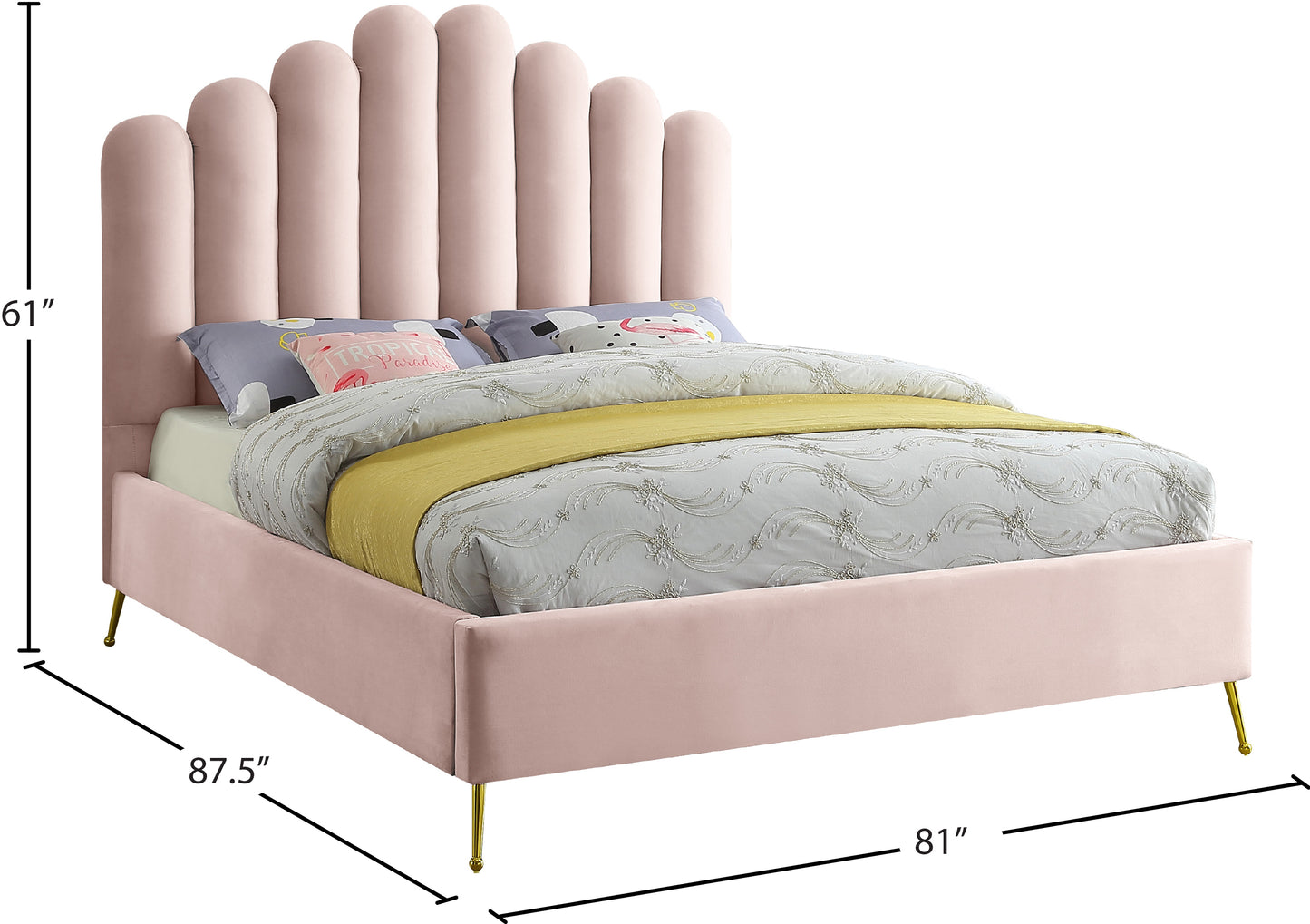 margo pink velvet king bed k