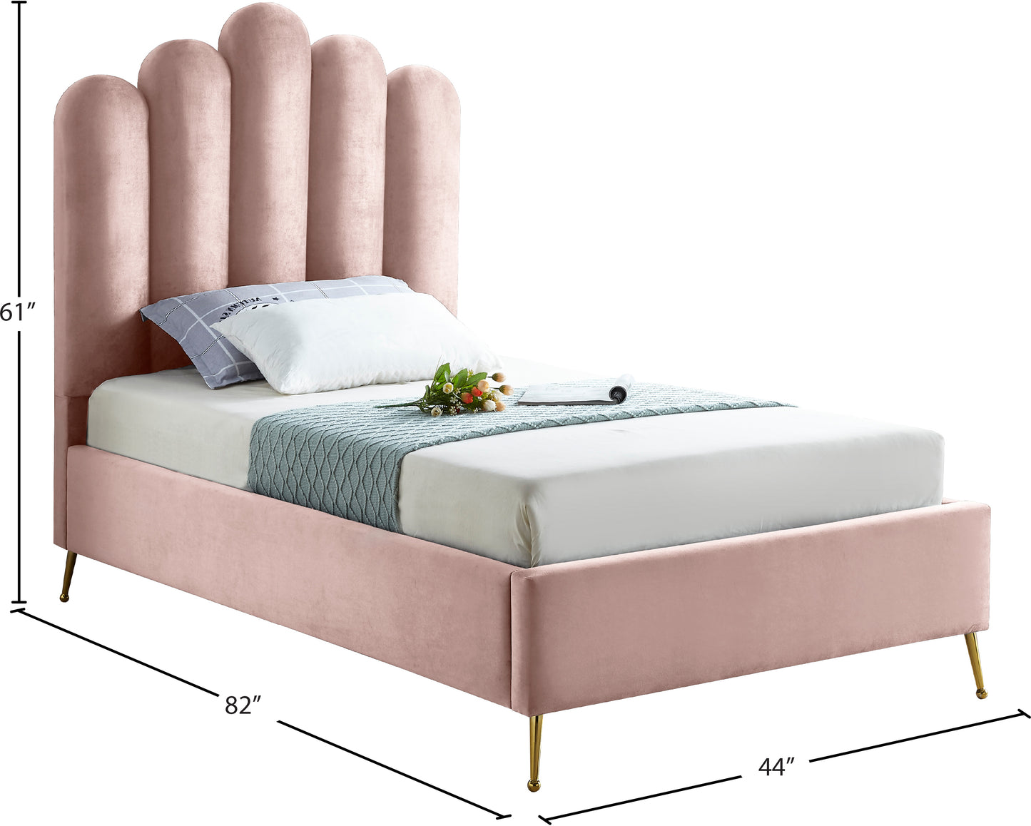 margo pink velvet twin bed t