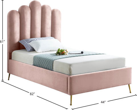 Margo Pink Velvet Twin Bed T