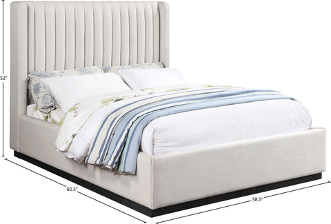 Edison Beige Linen Textured Fabric Full Bed F