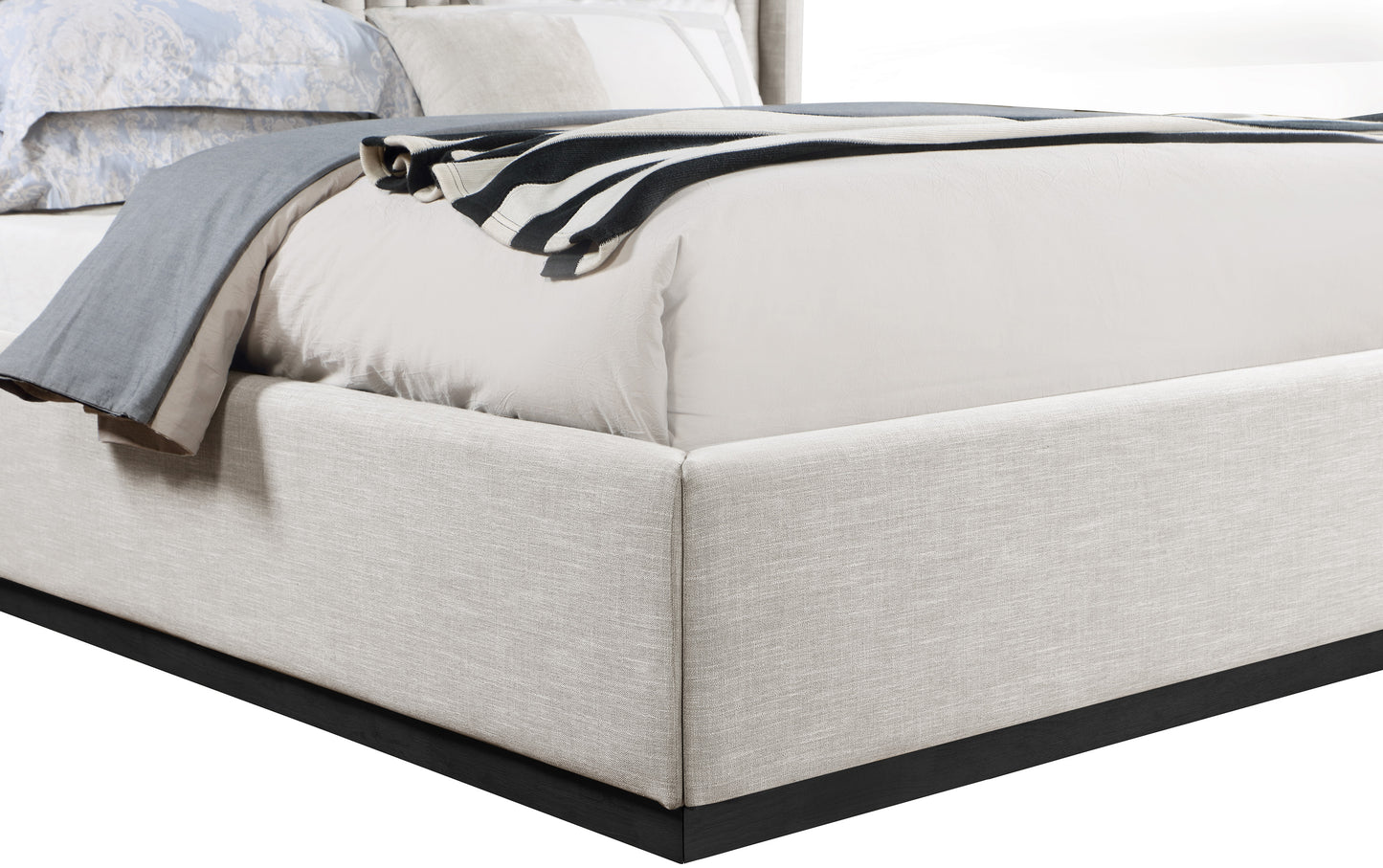 edison beige linen textured fabric king bed k