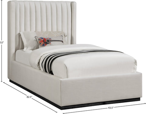 Edison Beige Linen Textured Fabric Twin Bed T