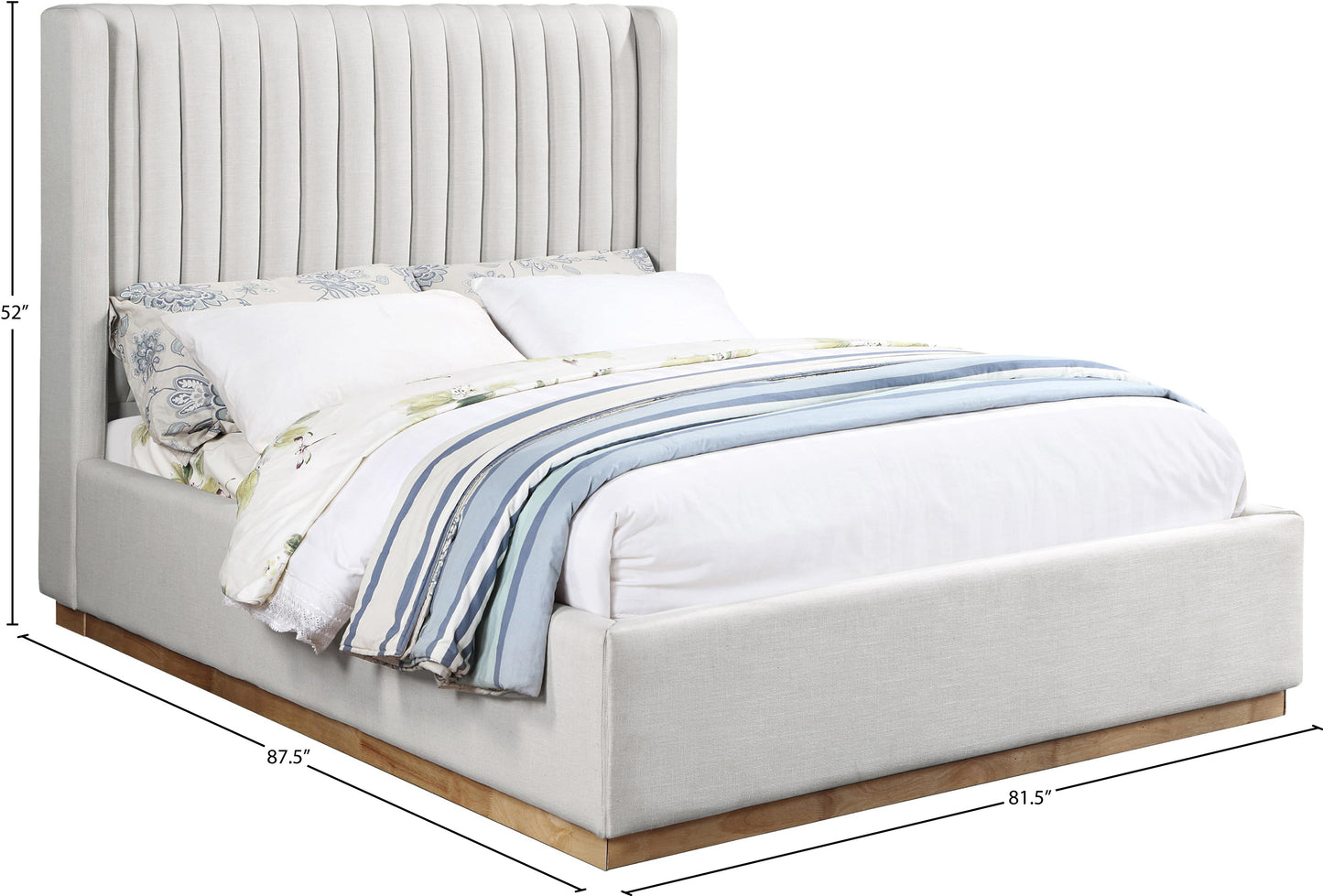 edison cream linen textured fabric king bed k