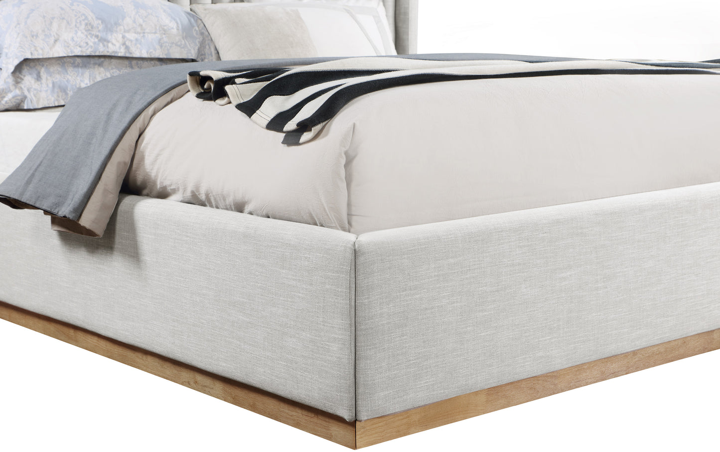 edison cream linen textured fabric king bed k