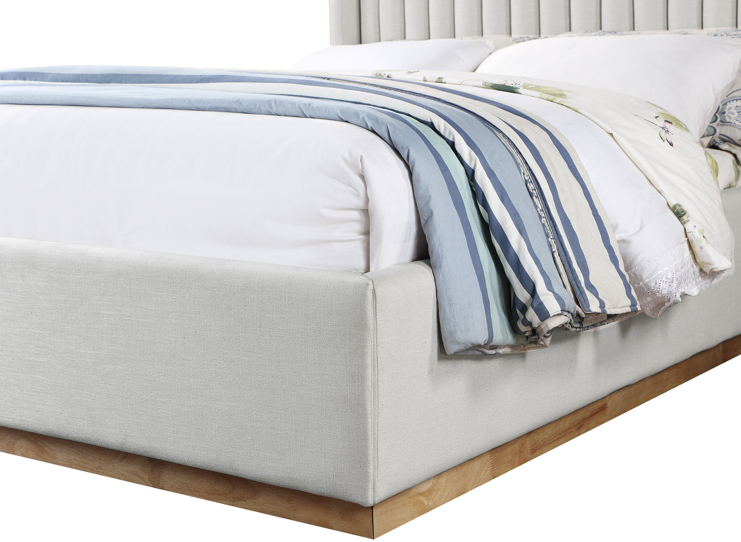 edison cream linen textured fabric queen bed q