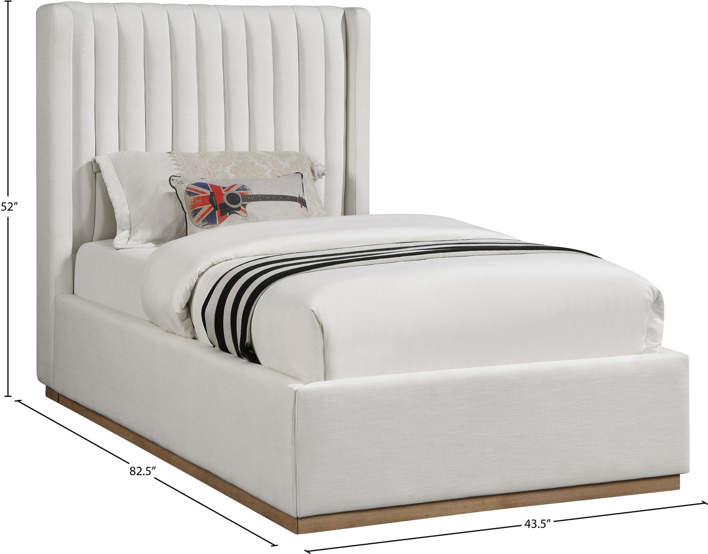 edison cream linen textured fabric twin bed t