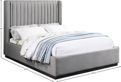 Edison Grey Linen Textured Fabric King Bed K