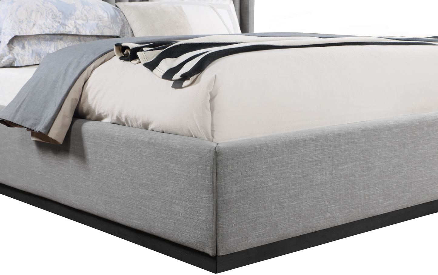 edison grey linen textured fabric king bed k