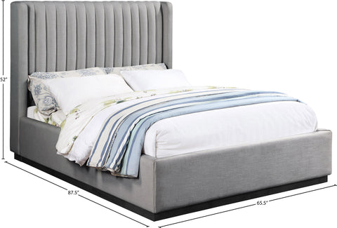 Edison Grey Linen Textured Fabric Queen Bed Q