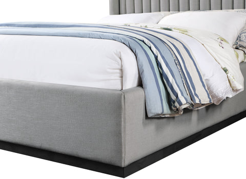 Edison Grey Linen Textured Fabric Queen Bed Q
