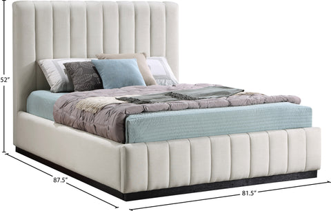 Rays Beige Linen Textured Fabric King Bed K