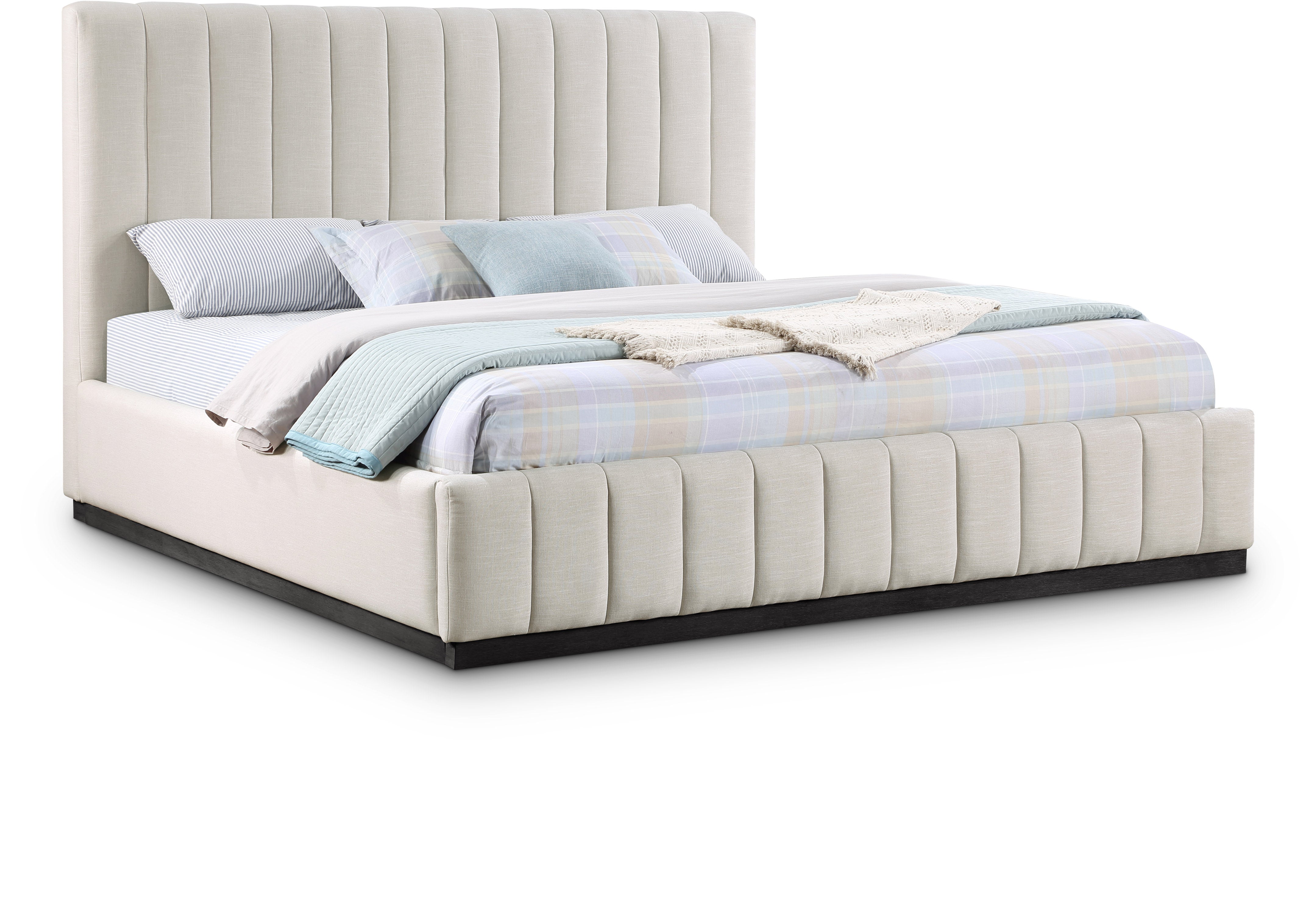 Rays Beige Linen Textured Fabric King Bed K – casabycoco