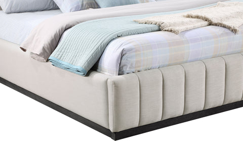 Rays Beige Linen Textured Fabric King Bed K