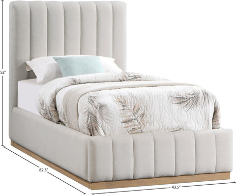 Rays Cream Linen Textured Fabric Twin Bed T
