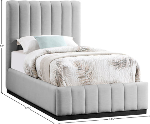 Rays Grey Linen Textured Fabric Twin Bed T
