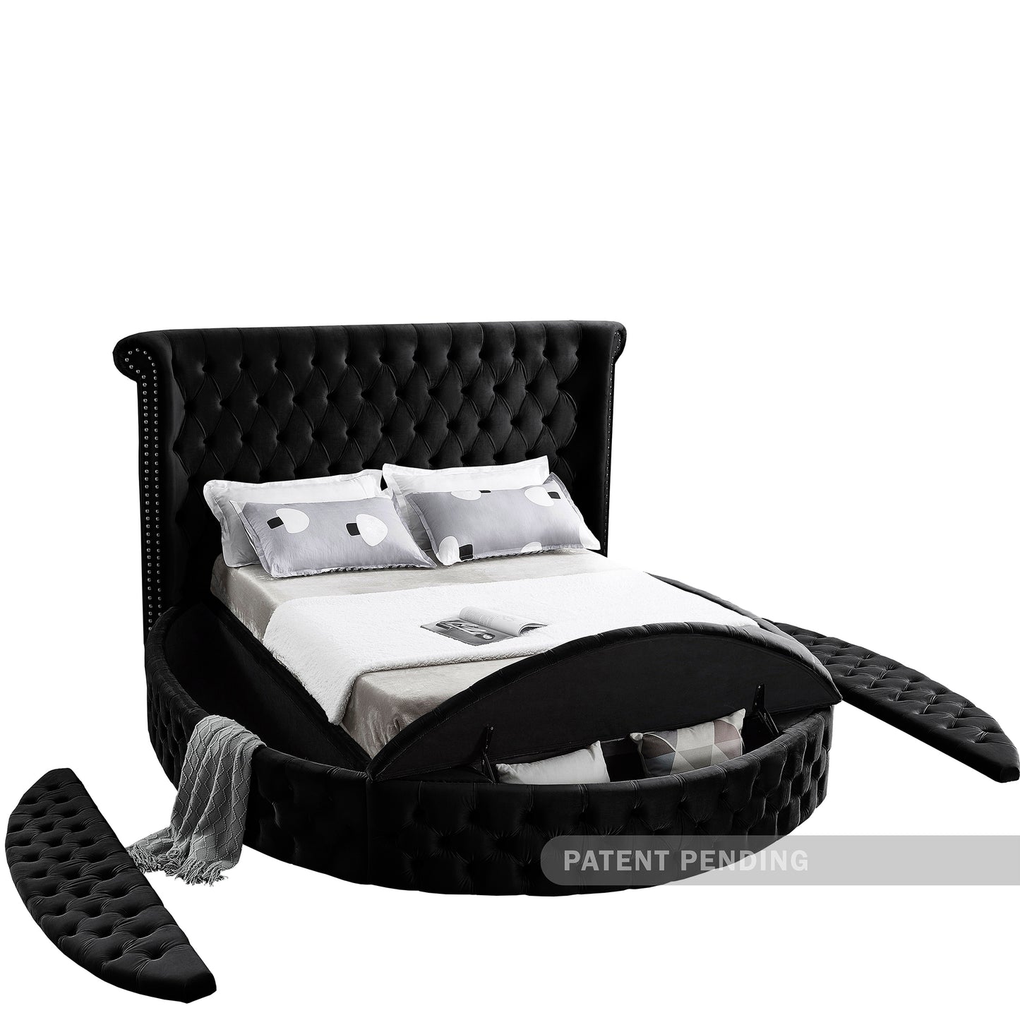 indulge black velvet king bed (3 boxes) k