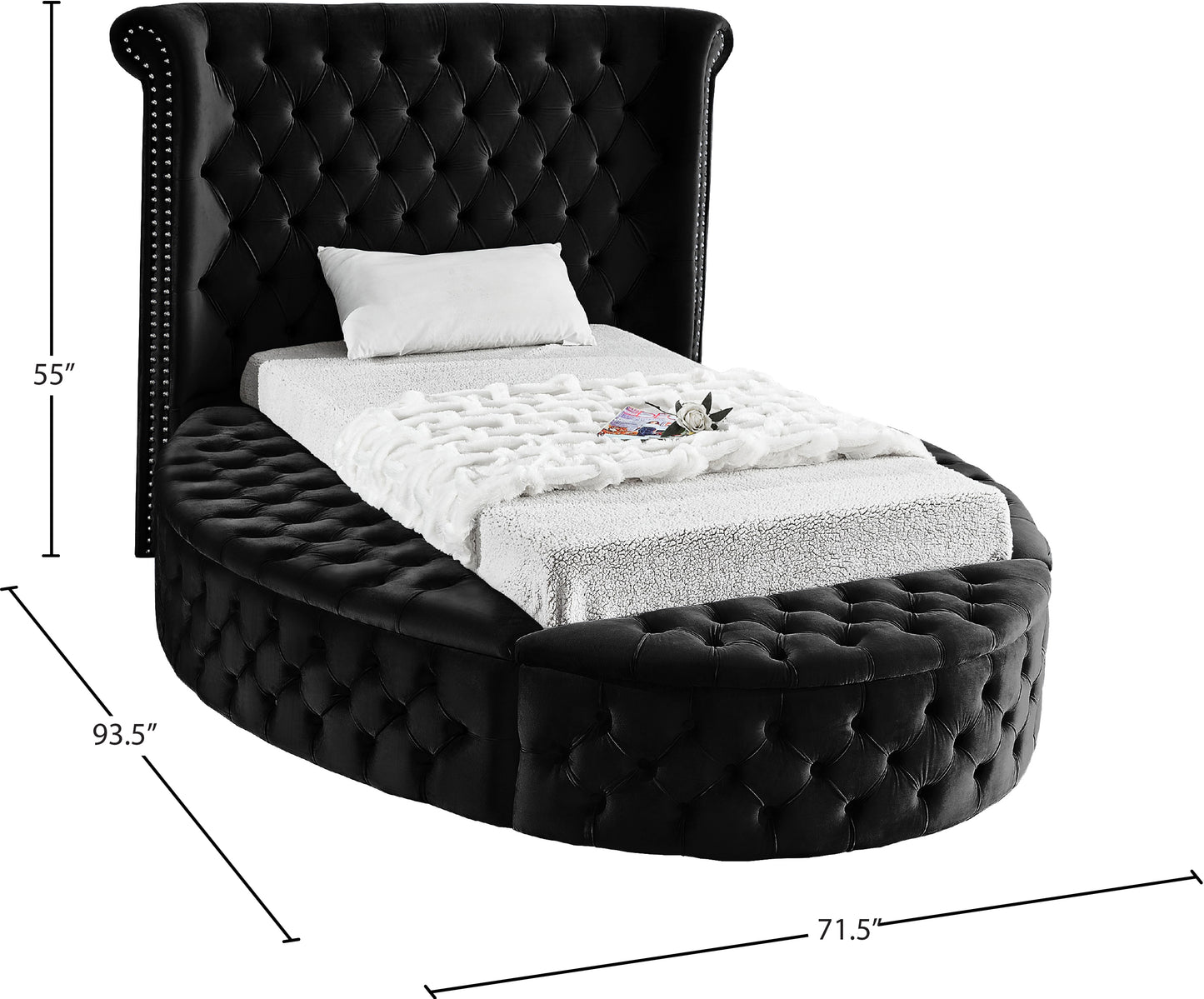 indulge black velvet twin bed (3 boxes) t