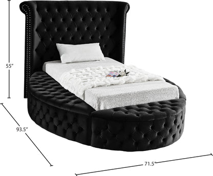 Indulge Black Velvet Twin Bed (3 Boxes) T