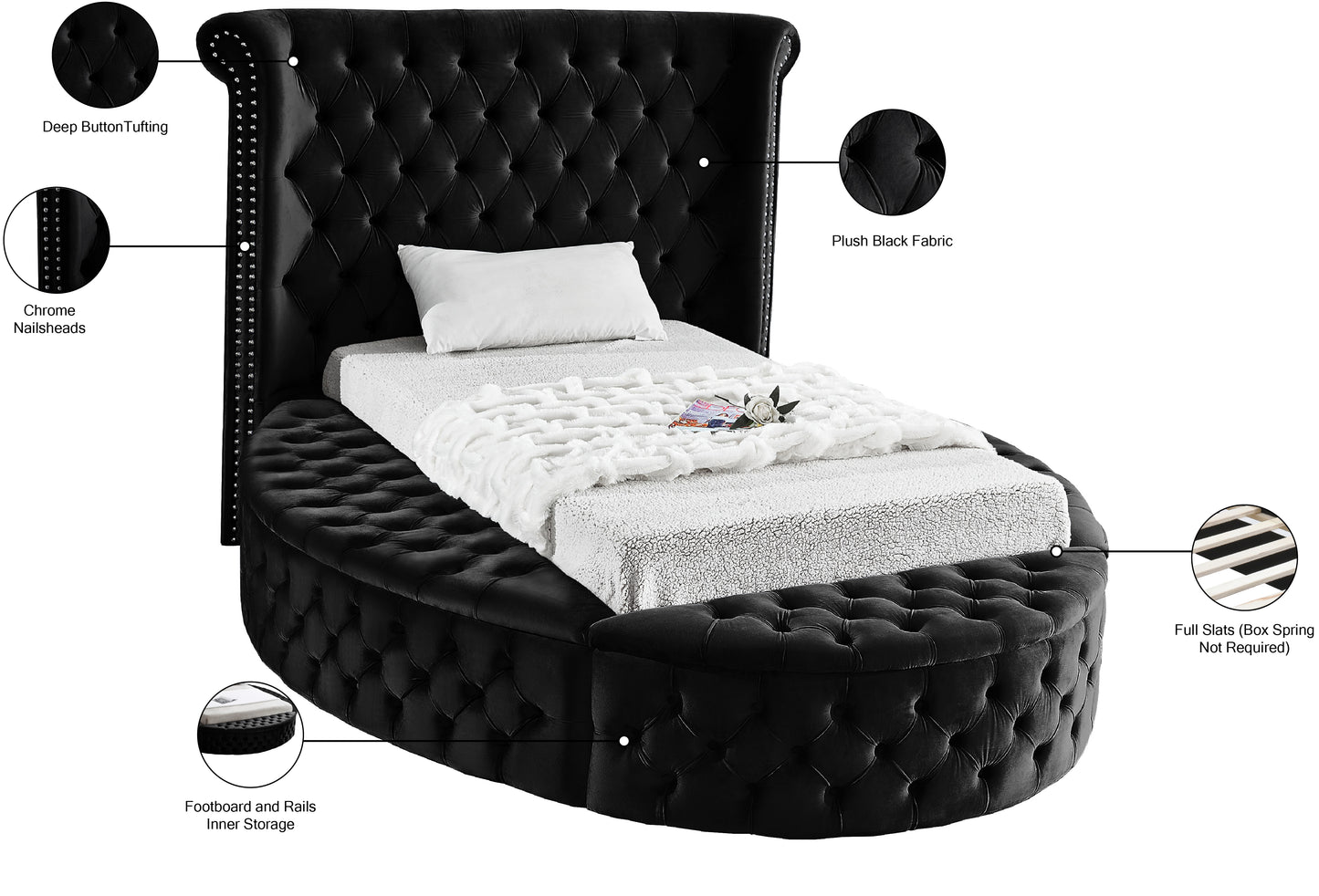 indulge black velvet twin bed (3 boxes) t