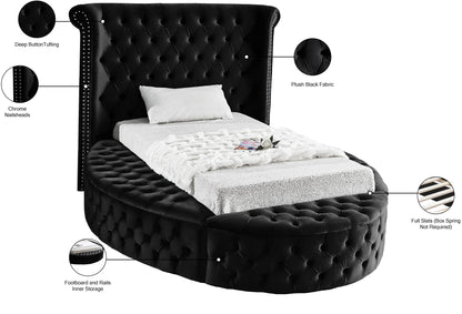 Indulge Black Velvet Twin Bed (3 Boxes) T