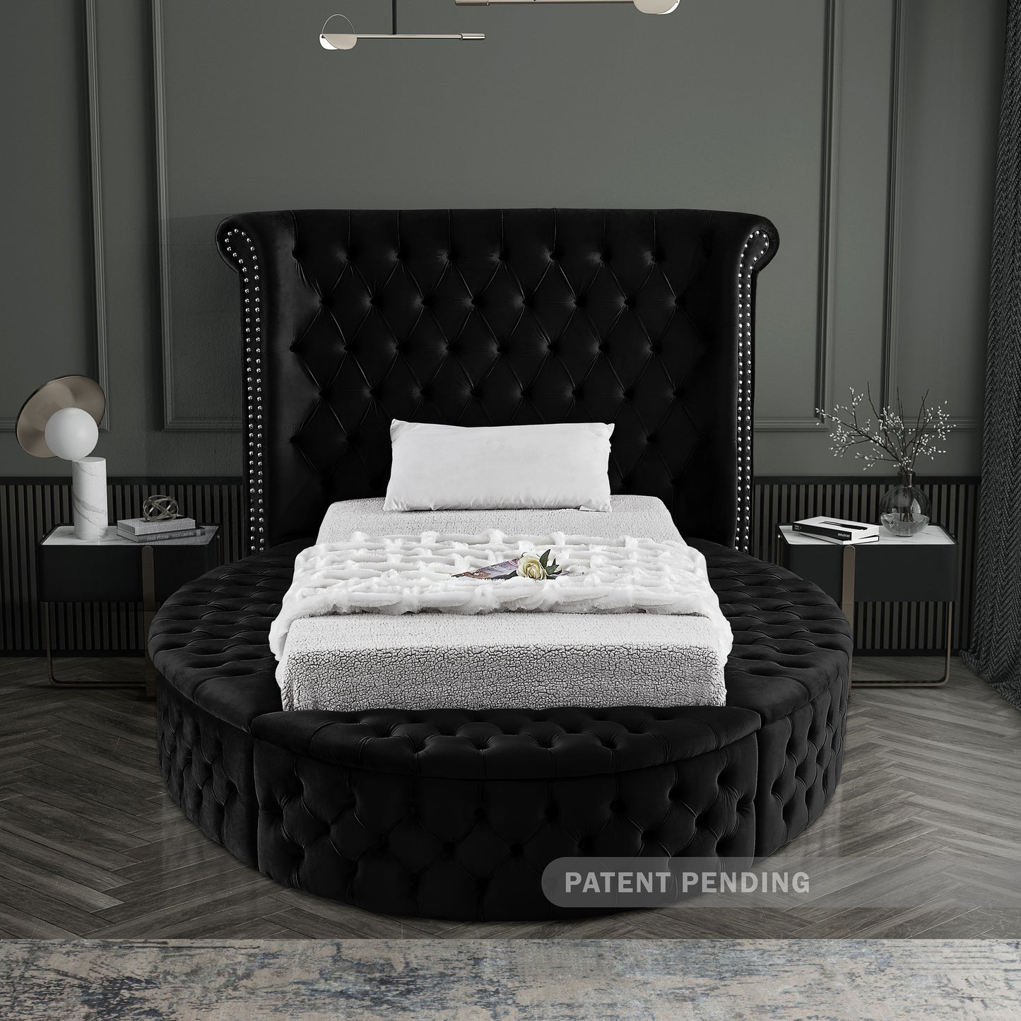 indulge black velvet twin bed (3 boxes) t