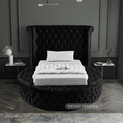 Indulge Black Velvet Twin Bed (3 Boxes) T