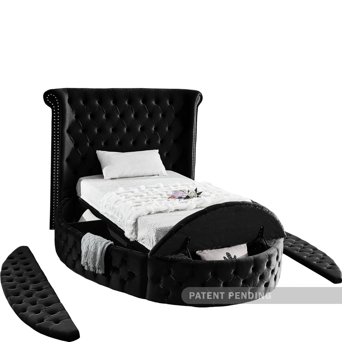 indulge black velvet twin bed (3 boxes) t