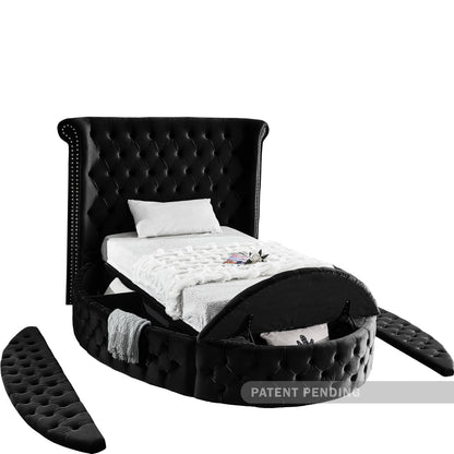 Indulge Black Velvet Twin Bed (3 Boxes) T