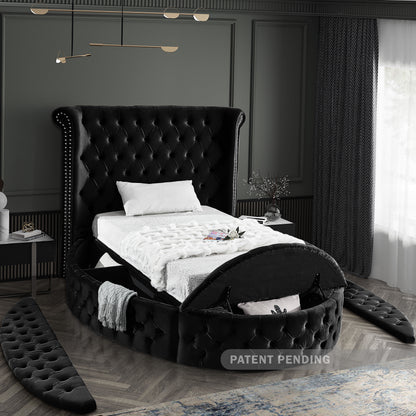 Indulge Black Velvet Twin Bed (3 Boxes) T