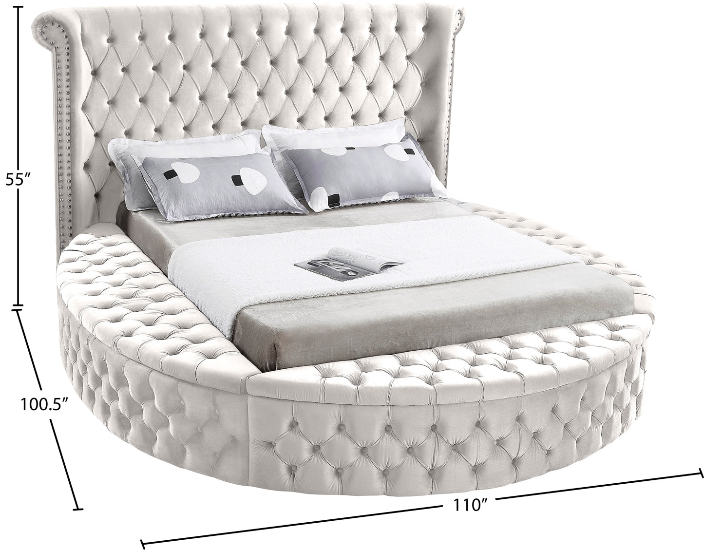 indulge cream velvet king bed (3 boxes) k