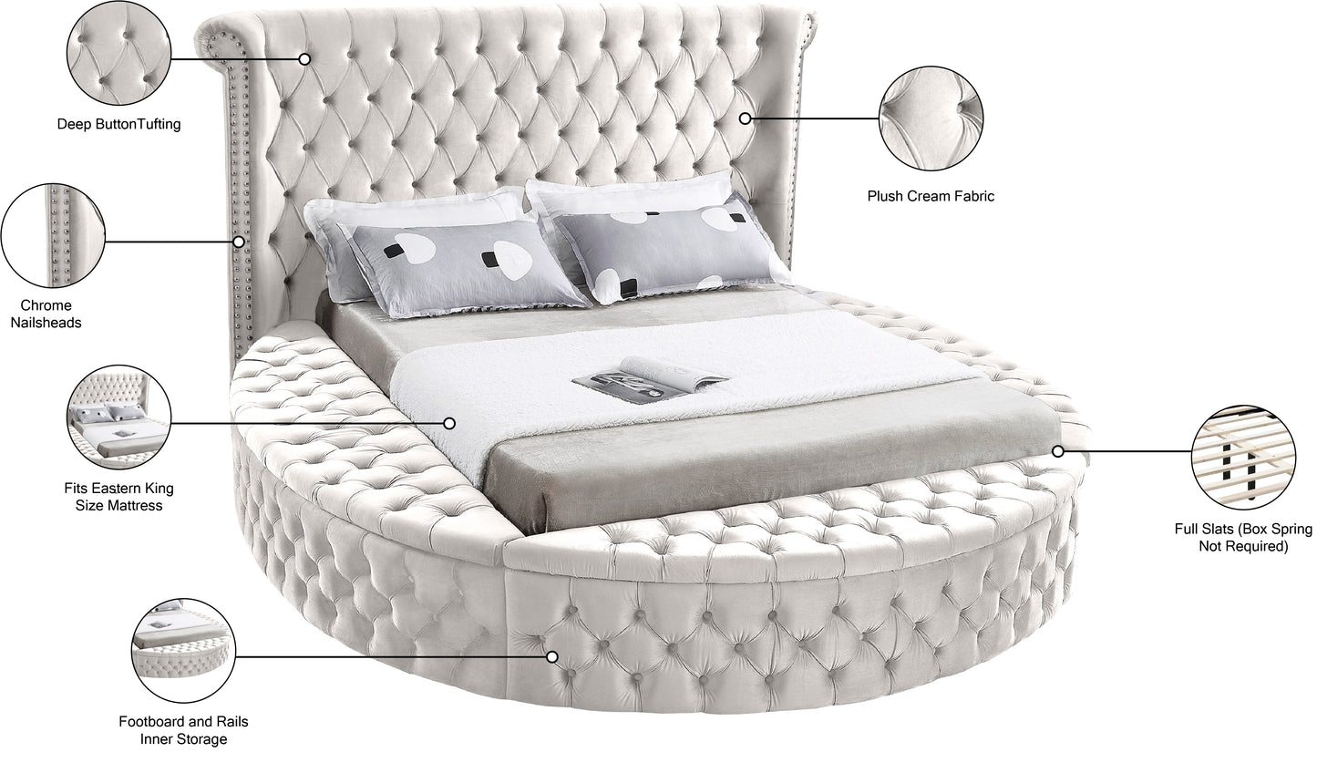 indulge cream velvet king bed (3 boxes) k