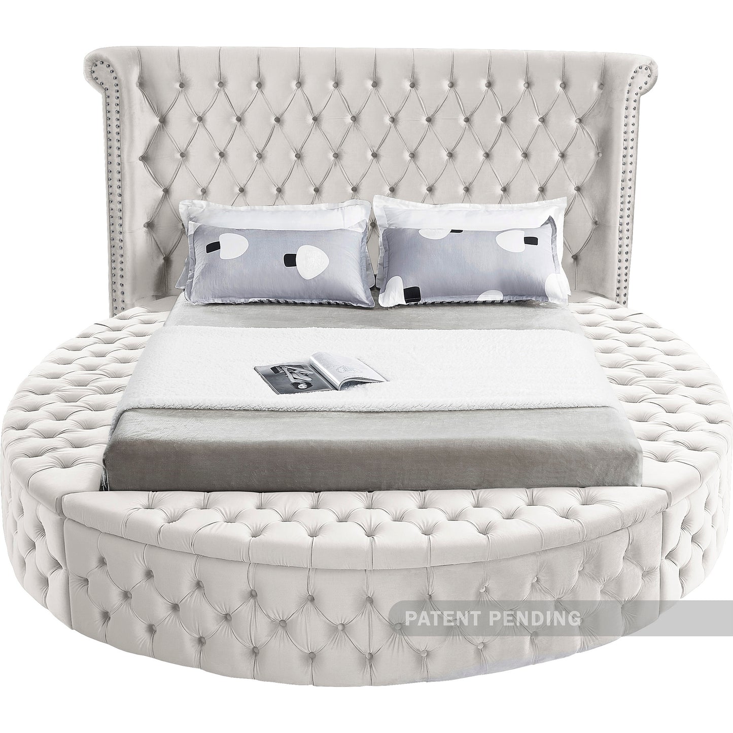 indulge cream velvet king bed (3 boxes) k