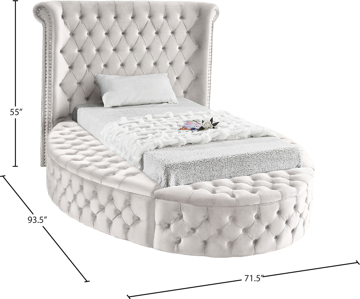 indulge cream velvet twin bed (3 boxes) t