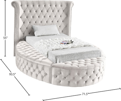 Indulge Cream Velvet Twin Bed (3 Boxes) T