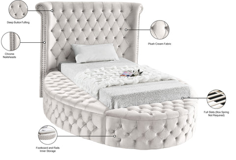 Indulge Cream Velvet Twin Bed (3 Boxes) T