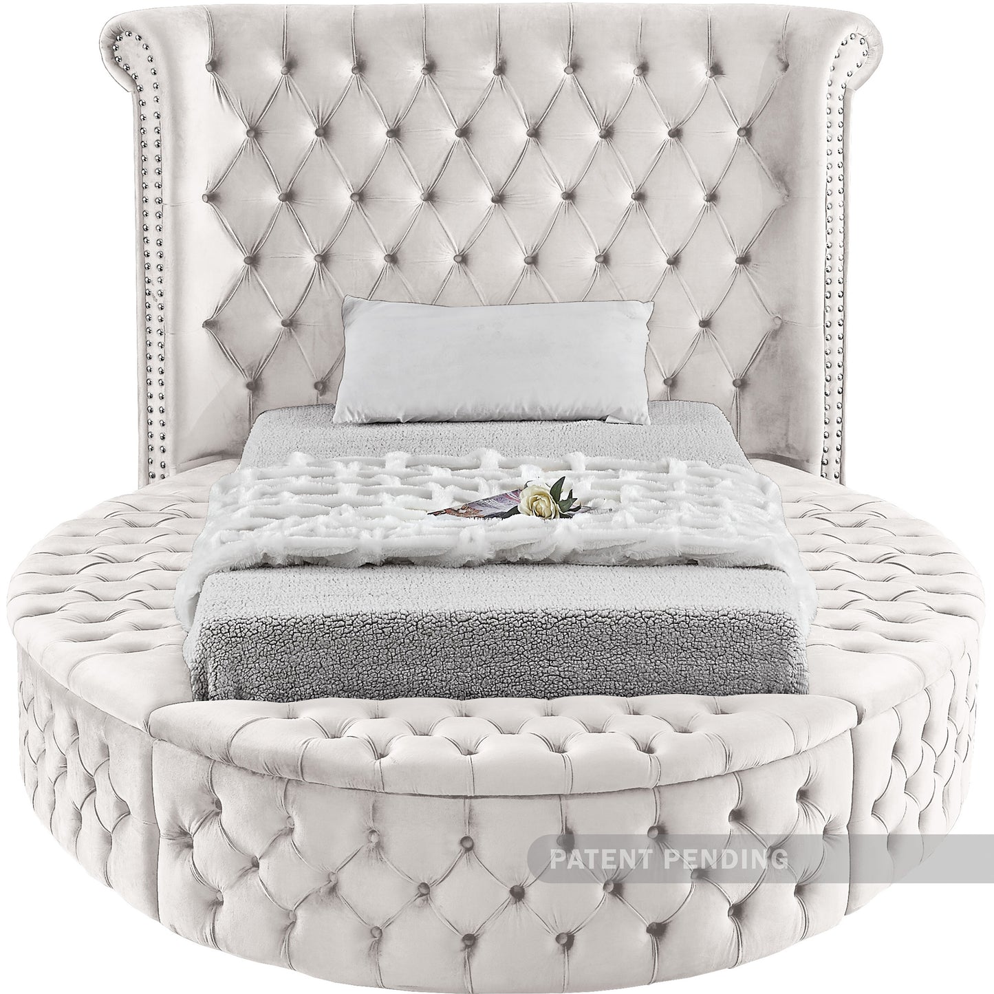 indulge cream velvet twin bed (3 boxes) t