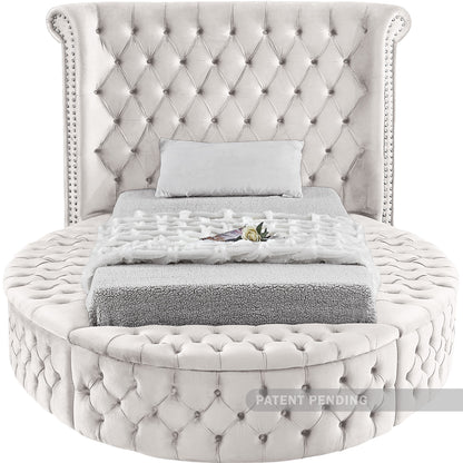 Indulge Cream Velvet Twin Bed (3 Boxes) T