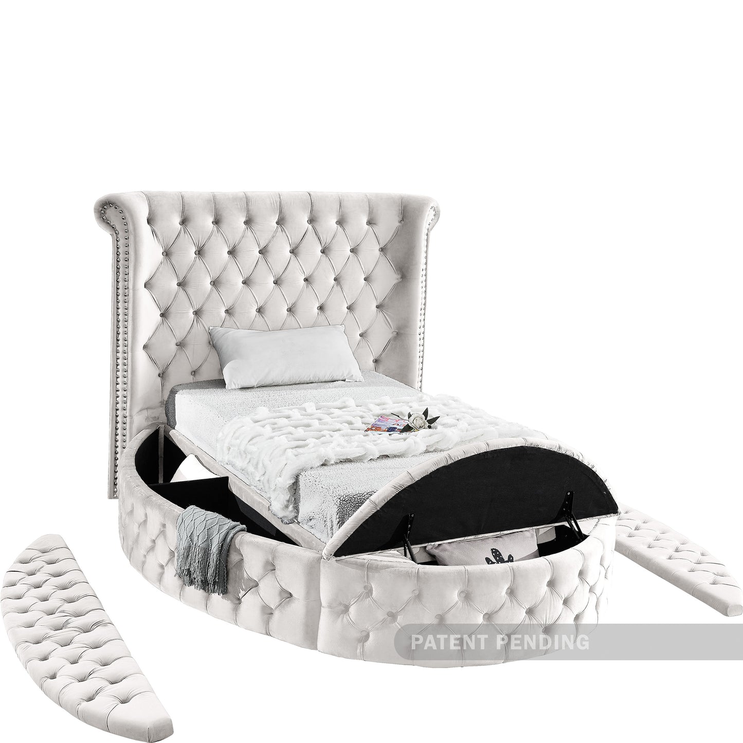 indulge cream velvet twin bed (3 boxes) t