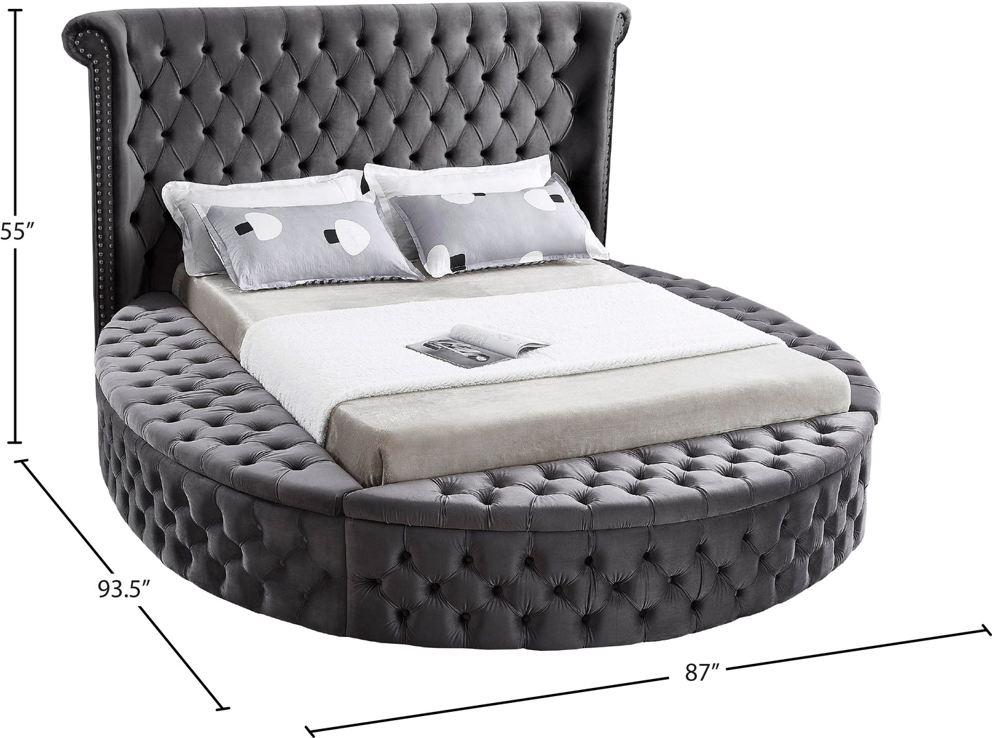 indulge grey velvet full bed (3 boxes) f