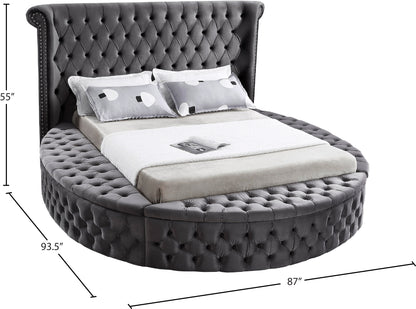 Indulge Grey Velvet Full Bed (3 Boxes) F